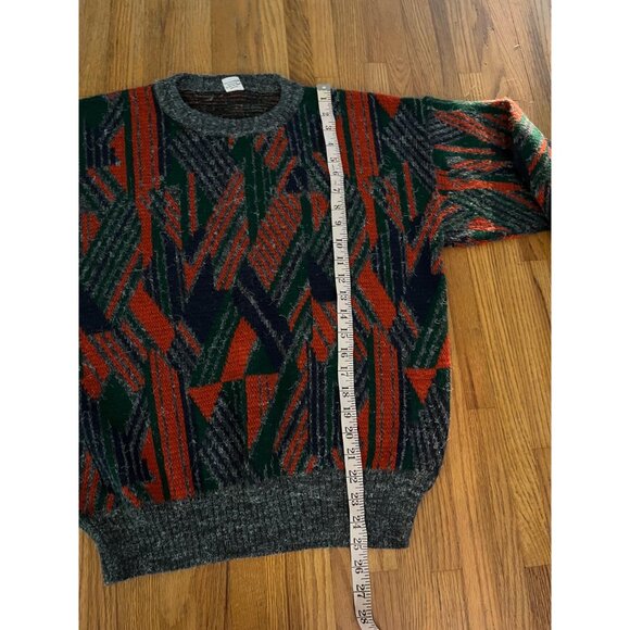1980s men's Coogi style sweater, red, green, blue, gray, Medium - Picture 8 of 8